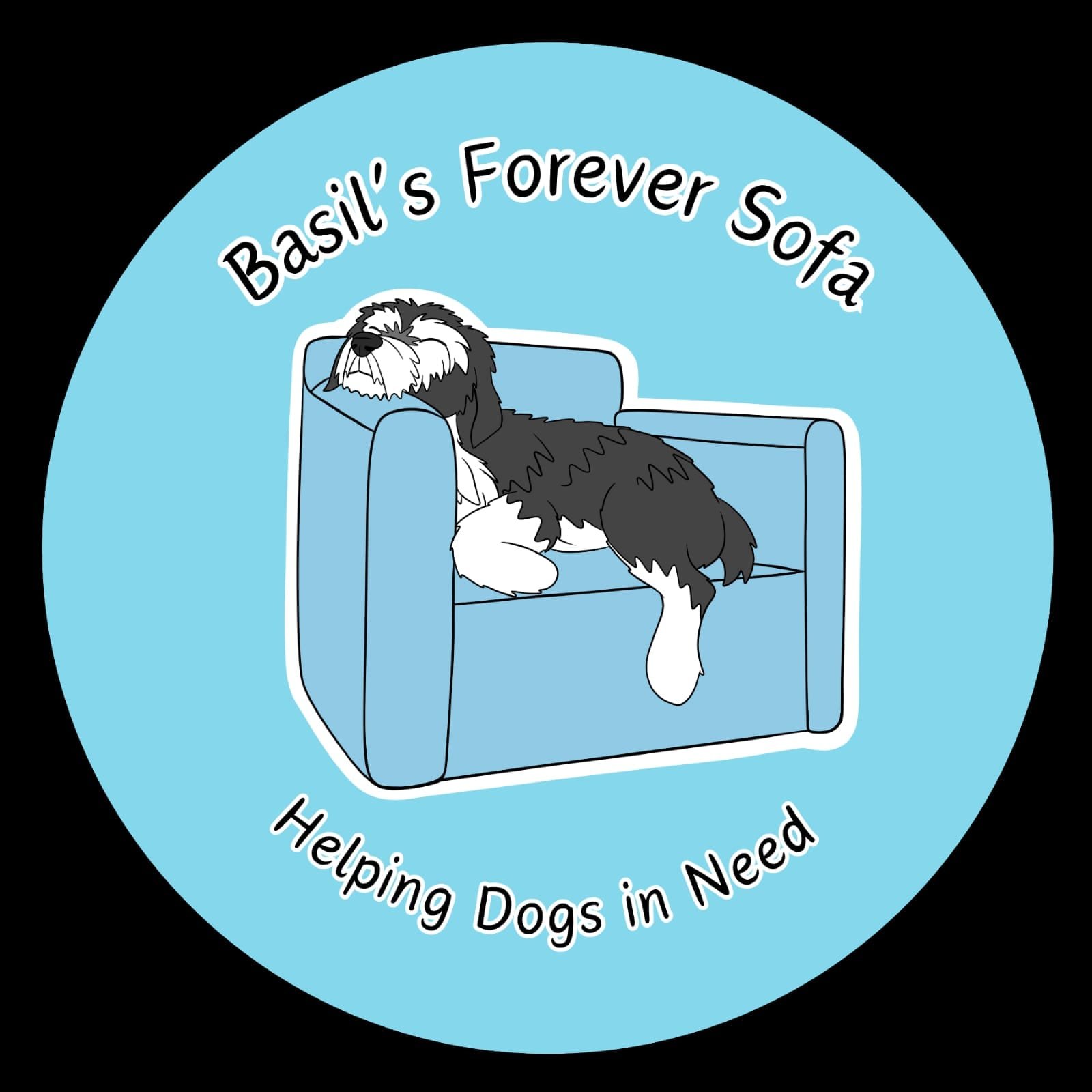 basils-forever-sofa-logo Logo for Basil's Forever Sofa charity, featuring an illustration of a dog sleeping on a blue armchair.